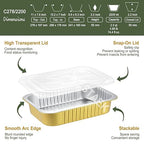 11"x 7.5" Sturdy Aluminum Foil Pans + Lids (5 Pack), 2X Thicker Heavy Duty for Oven, Grill, Microwavable Cooking Baking, Reusable Freezable Dishwasherable Disposable Tin Pot Container 74oz