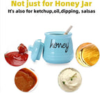 ONTUBE Honey Jar with Dipper and Lid, Ceramic Honey Pot 12oz, Turquoise