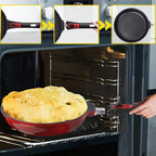 DIIG Nonstick Frying Pan Skillet with Silicone Lid, 10 Inch Saute Pan Omelet Sauce Red Cookware, Oven Safe Chef Pans for Cooking with Detachable Handle, Induction Gas All Stoves Compatible