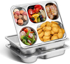 GOLDEN KEY Stainless Steel Snack Containers, 3-Pack Snack Bento Boxes with 5 Compartments and Lids, Stainless Steel Bento Box for Kids or Adults, Food Storage Container for School, Home, and Travel
