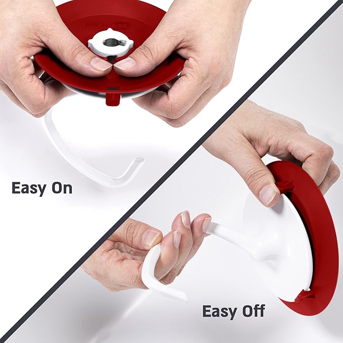 Dough Hook Shield For Kitchen Aid - Prevents Your Dough from Climbing Up and Clogging Up Your Mixer – Mess Free Mixer Accessory Compatible With Most KitchenAid C Shape Dough Hooks (Red)