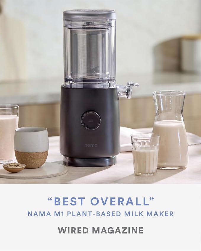 Nama M1 Plant Milk Maker – Homemade Oat, Seed, & Nut Milk Maker Machine – Smooth, Creamy Texture Barista Quality Milk in Minutes – Blends & Strains in One Container – Easy to Clean