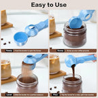 2-in-1 Coffee Scoop with Funnel, 2 Teaspoon Measuring Spoon for Reusable K Cups, Ground Coffee, Protein Powder & Tea, Mess-Free Plastic Design (Light Blue)