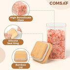 ComSaf Spice Jars with Labels 8 oz 16Pack, Small Spice Containers Starter Set, Glass Seasoning Jars with Lids, Square Seasoning Containers for Salt, Pepper, Chili Powder, Sugar, Loose Tea Storage