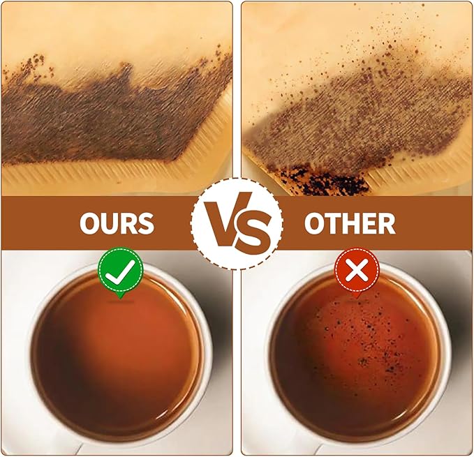 100 Count #4 Cone Coffee Filters 8-12 Cup, Natural Unbleached Disposable Coffee Filters, Compatible with Pour-Over and Drip Coffee Makers.