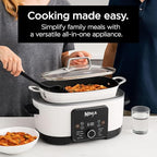 Ninja Foodi PossibleCooker PRO MC1000 8.5Qt Multicooker 8 in 1 Slow Cooker, Dutch Oven, Steam Bake Roast Sear Sauté Bread Maker Warmer, Glass Lid, Integrated Spoon, Nonstick (White)