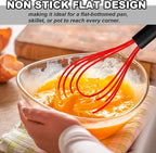 Anaeat Silicone Kitchen Whisk Set of 4, Perfect for Non-Stick Cookware, Milk and Egg Beater Blender for Whisking, Cooking, Baking, Beating - 11'' Flat Whisk and 8.5''+10.5''+12'' Balloon Whisks (Red)