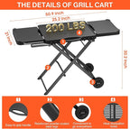 Grill Stand for Ninja Woodfire OG701, OG850, OG951, Portable Foldable Grill Table with Wheels & Side Shelf, 51" Large Space BBQ Table for Weber, Blackstone Griddle, Ooni Pizza Oven Accessories