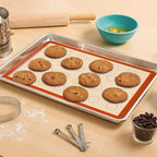 AMYONE Macaron Silicone Baking Mat, 2 PCS Half Sheet Silicone Mats for Baking, Non-Stick Silicone Cookie Sheet Liners for 13 x 18 Sheet Pan for Macaron/Cookie/Bread/Pastry, 11 5/8" x 16 1/2" Orange