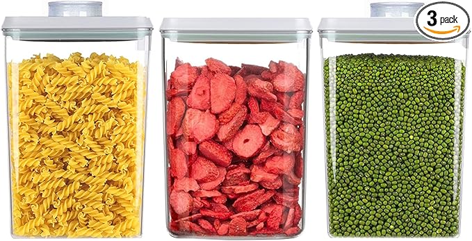 Pop Food Storage Containers Airtight Food Storage Containers Set with Lids Kitchen Pantry Organization and Storage, Stackable, BPA Free, 3 x 1.2Qt