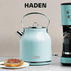 Haden Heritage 1.7 Liter Stainless Steel Electric Kettle, Hot Water Kettle with 360-Degree Base and Auto Shutoff, Turquoise & Chrome