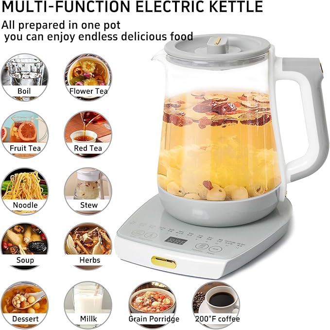 Health Pot Electric Kettle with Infuser，Smart Fruit Hot Tea Maker, Temperature Control and Tea Keep Warm, 12 Functional Procedures, 1.8 Liters of Capacity