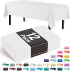 Exquisite 12-Pack Premium Plastic Tablecloth 54 Inch. x 108 Inch. Rectangle Table Cover-White