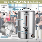 Commercial Coffee Urn 24L 160Cup Stainless Steel Quick Brew Hot Dispenser for Catering, Commercial Grade Large Capacity Coffee Maker For Meeting Rooms, Church, School, Stainless Steel