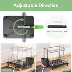 BOOSINY 2 Tier Stainless Steel Dish Drying Rack for Kitchen Counter, Large Dish Dryer Rack for Saving Space, Dish Drainers with Cup Holder & Utensil Holders, Silver