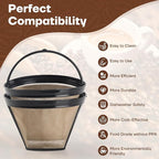 Reusable Coffee Filters 4 for Permanent Filter for Ninja Coffee Maker for Cuisinart Filter Basket Replacement (2 Coffee Filters and 2 Coffee Coasters)