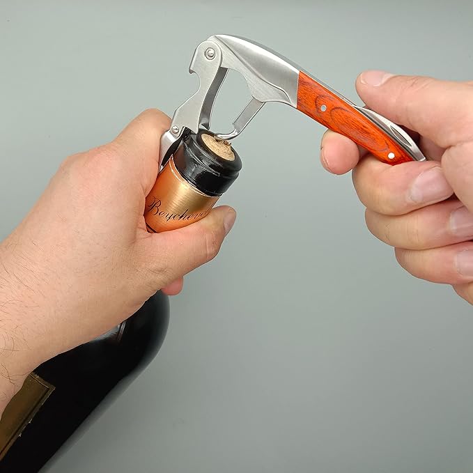 Exquiste Waiter Corkscrew for Bartenders, Professional Wine Opener With Premium Rosewood Handle,Double Hinged Bottle Opener with Serrated Foil Cutter for Sommelier, Bartend