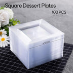 100 Pack Clear Plastic Square Dessert Plates, 6.5" Disposable Salad Plate Heavy Duty Plate for Party, Wedding, Christmas, Picnic