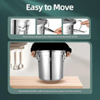 DYNAMI 5.5Gal 304 Stainless Steel Airtight Container with Lid and Locking Clamp,17-38Lbs Metal Bucket Large Stainless Steel Canisters for Kitchen,Dog Food/Bird Seed/Coffee Storage Container(21L)