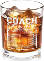 Futtumy Coach Nutrition Facts Whiskey Glass, Coach Gifts for Men, Basketball Coach Gifts, Baseball Coaches Gift, Best Coaches Gift for Soccer Softball Volleyball for Graduation Competition Christmas