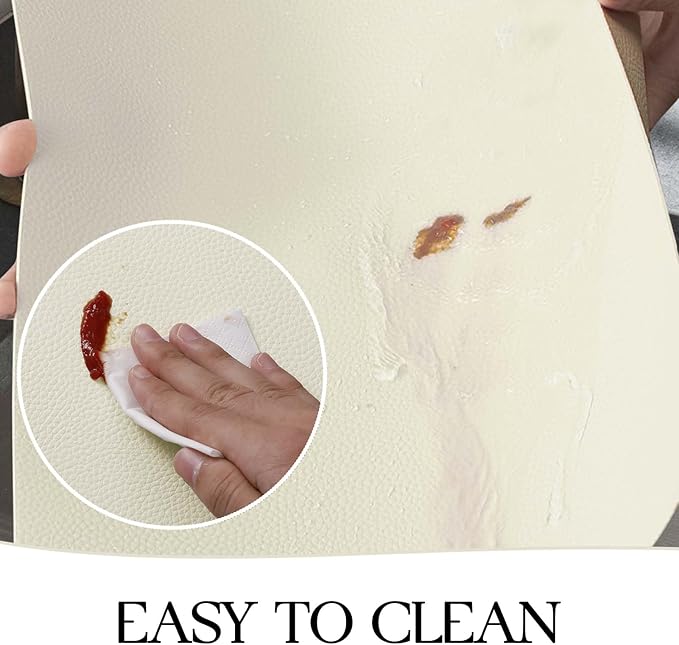 MOSAYT Vinyl Placemats Set of 8, Heat Resistant Place Mats 100% Waterproof Washable & Wipeable Faux Leather Reversible Table Mats for Kitchen Dining Party Indoor Outdoor, 12" x 17", Beige