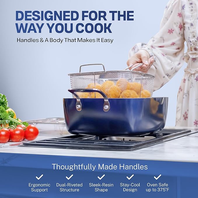 GRANITESTONE 20 Pc Kitchen Pots and Pans Set Non Stick Cookware Set, Kitchen Cookware Sets with Deep Frying Pan Set and Bakeware Set, Made Without PFOA and PFOS, Oven and Dishwasher Safe