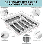 53PCS Silverware Set for 8 with Flatware Drawer Organizer, Stainless Steel Cutlery Set with Steak Knives, Include Spoons and Forks Set & Serving Utensils, Mirror Polished, Silver