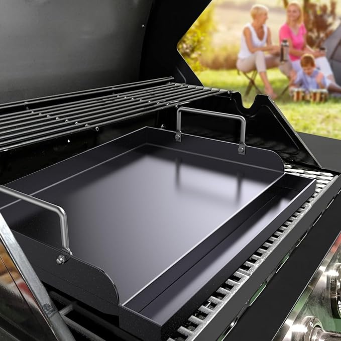 Cast Iron Griddle for Gas Grill, Nanoceramic Nonstick Flat Top Griddle Insert for Outdoor Gas Grill