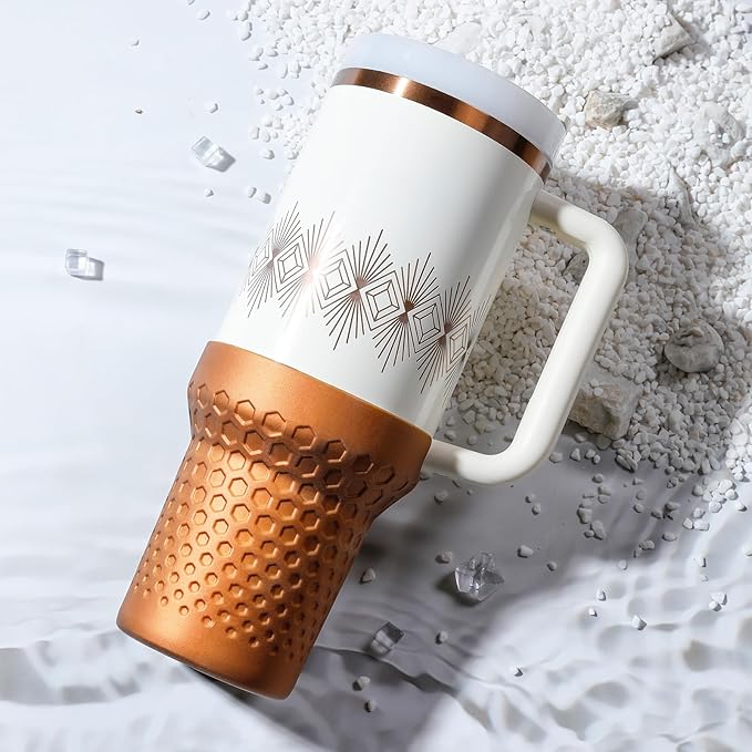 Metallic Glitter Boot for Stanley, Tall Silicone Protector Sleeve Accessories for Stanley Quencher H2.0 FlowState Tumbler 20oz/30oz/Stanley Adventure Quencher Tumbler 24oz (Bronze)