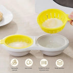 Microwave Egg Poacher,2 Cavity Eggs Poacher, Microwave egg cooker with Lid,Double Layer Microwave Boiled Eggs Maker for Egg McMuffin Hamburg Breakfast Sandwiches,Easy to cook and clean (yellow)
