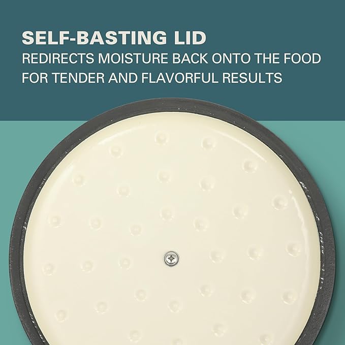 Gibson Home Addlestone 5 Quart Round Enamel Cast Iron Dutch Oven Pot With Lid & Dual Handles - Gradient Red