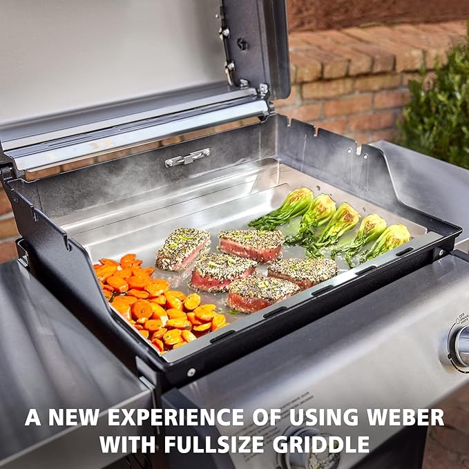 7637 Full-Size Griddle Insert for Weber Spirit I & II 200 Series Gas Grills, Flat Top Griddle for Spirit E210 E220 E215 S210 S220 Grill, Outdoor Indoor Griddle with Removable Handles