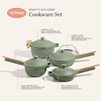 Our Place Cookware Set - 13-Piece Kit Including the Always Pan, Perfect Pot and Spatulas | Multifunctional, Toxin-Free Nonstick | Heat Safe up to 450°F | Oven, Stove, Induction Compatible | Sage