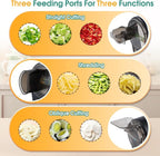 Newhai Commercial Spring Onion Slicer Scallion Cutter Shredder Electric Vegetable Cutter for Garlic Ginger Chili Potato with 3 Inlets, 1-5mm Thickness, 304 Stainless Steel Blade, 6000BPM, 200W