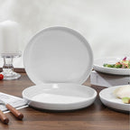 8-Inch Stoneware Dinner Plates - 4 Piece Ceramic Plates for Pasta, Salad, or Appetizers - Microwave and Dishwasher Safe, Plates Set for Casual Dining or Formal Gatherings,White(Grey Bottom)
