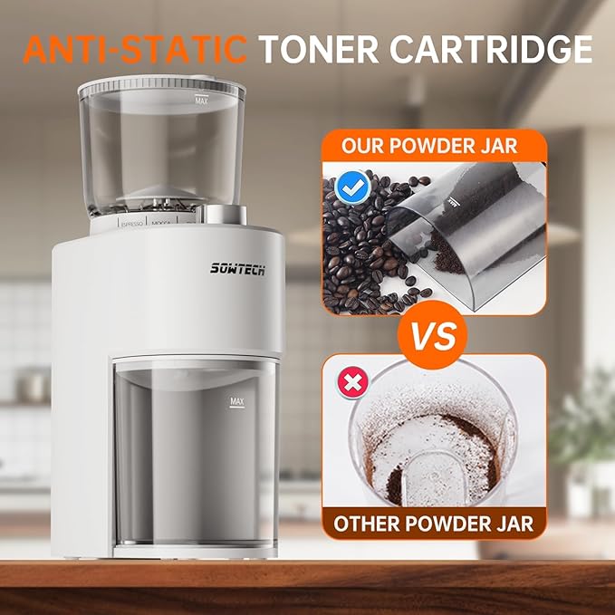 Conical Burr Coffee Grinder, Adjustable Burr Mill with 38 Precise Grind Setting, precision timer, for Espresso/Drip/Pour Over/Cold Brew/French Press Coffee Maker(Beige)