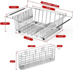 JAQ Dish Drying Rack in-Sink, 304 Stainless Steel Dish Drainer with Stainless Steel Silverware Holder Over Inside Sink-Adjustable 15.16" to 20.59" Maximium 13 Upright Dishes