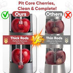 2 in 1 Cherry Pitter Remover Tool, Premium Quick Release Cherry Pitter, Press & Push Type, Large 33mm Cherry Seed Remover, Durable, Food Grade Stainless Steel & PP Plastic