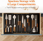 Lifewit Utensil Kitchen Drawer Organizer, Expandable from 18 to 30 inches, Plastic Cooking Cutlery Silverware Tray, Adjustable Spatula Holder, Flatware Tools Gadgets Storage Divider, XXL,Black