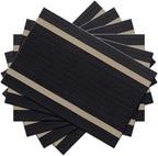 PIGCHCY Placemats Set of 6, Black Elegant Placemats Washable Non-Slip Luxurious Durable Table Mats for Home/Dining Room Decoration