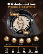 Manual Coffee Grinder,Hand Coffee Grinder with 30 Adjustable Settings,CNC 420 Stainless Steel Espresso Conical Burr-Portable Multi-Bearing Design for Pour Over,French Press & Moka pots