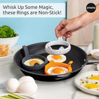 OTOTO PanCats Egg Ring Set of 3 - Silicone Egg Rings for Frying Eggs, Non Stick Fried Egg Cooker Ring, Cat Gifts for Cat Lovers, Cute Funny Kitchen Accessories Gadgets (Multicolor)