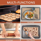 Silicone Baking Mat - Best Platinum Silicone - Sopito Non-Stick Reusable, Food Safe Baking Mat, 5Pcs Set of 2 Half Sheet Size & 2 Quarter Baking Sheets and 1 9'' Pizza Mat, Grey