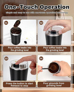 One Touch Coffee Grinder Electric 300W - Heavy-Duty Stainless Steel Blades Small Grinder for Spices & Coffee Beans for Home Use, With 50g Capacity, Ideal for Espresso & French Press