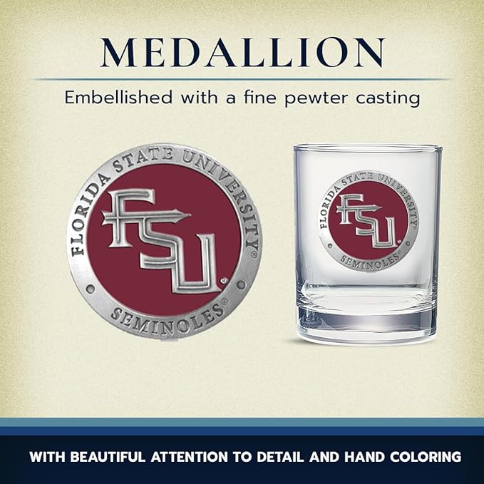 Heritage Pewter Florida State Double Old Fashion | Double Rocks Glass 14 OZ for Liquor | Expertly Crafted Pewter Glass