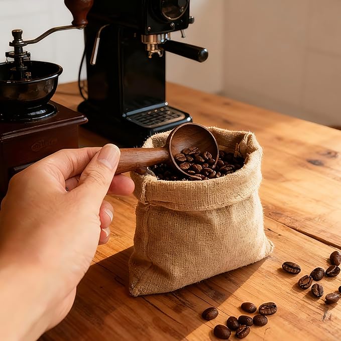 Walnut Coffee Scoop,Wooden Coffee Bean Measuring Spoon,5g Capacity,Natural Wood Coffee Scoop for Tea,Sugar & Powder,Rustic Kitchen Gift for Coffee Lovers