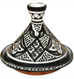 Moroccan Handmade Serving Tagine Ceramic With Vivid colors Original 10 Inches in Diameter Black & White
