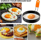 Egg Rings 3.5 Inch Pack of 4 with Silicone Handle Perfect Round Circle Mold Shaper for Frying Eggs Crumpet Pancakes Accessory for Home Camping Breakfasts