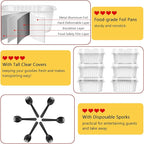 LNYZQUS 120pack/10oz Mini Cake Baking Pans with Lids, 4”X4” Small Cake Pan Foil Brownie Tins, Square Disposable Ramekins Cupcake Baking Cups Dessert Cheesecake Containers-White