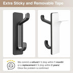Self Adhesive Wall Hooks for Hanging: Extra Strong 13 LB, Hook for Coat, Towel in Bathrooms, Shower, Kitchen, Wall, Door Hook, Black 12 Pack